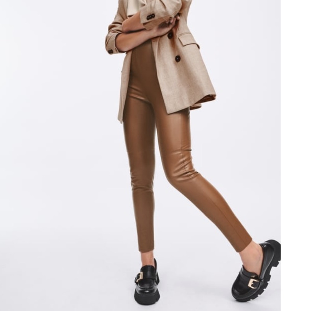 Zara High-Waisted Faux Leather Leggings